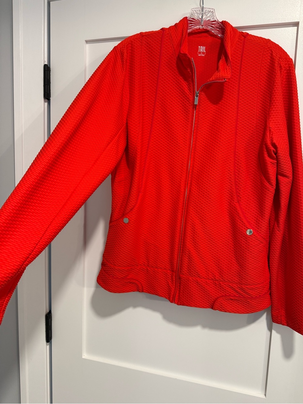 Tail Orange Textured Full-Zip Jacket, Size L